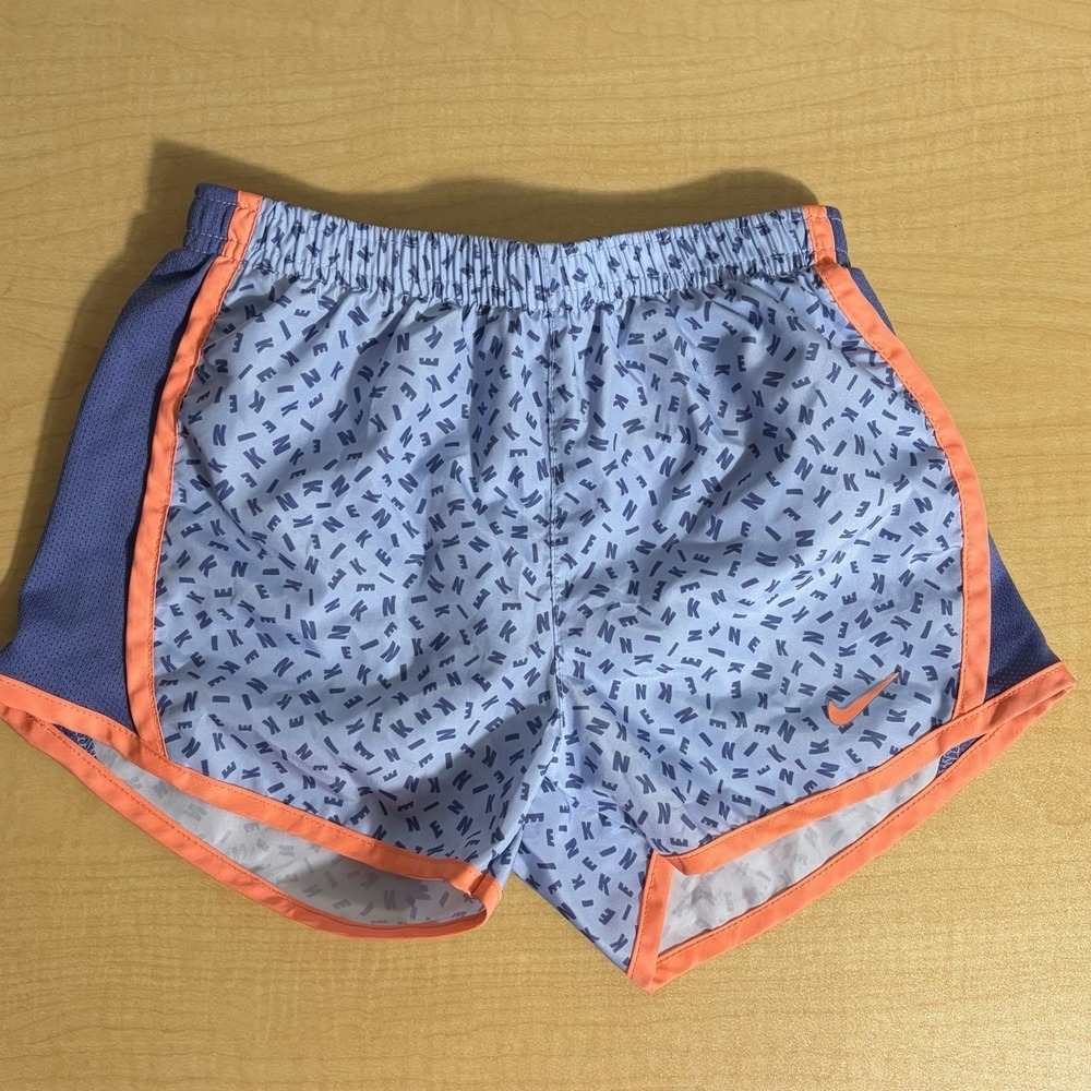 Nike Dri-FIT Girls Blue Printed Running Shorts Youth Large 6-7 Athletic Lined